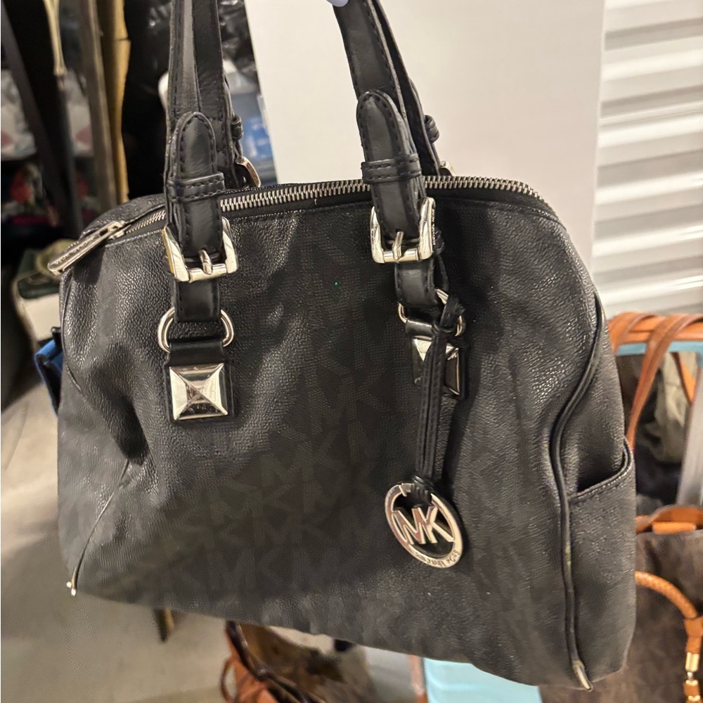 Michael Kors Black Satchel with Silver Hardware